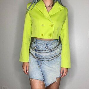 The Kript Lime Green Cropped Blazer